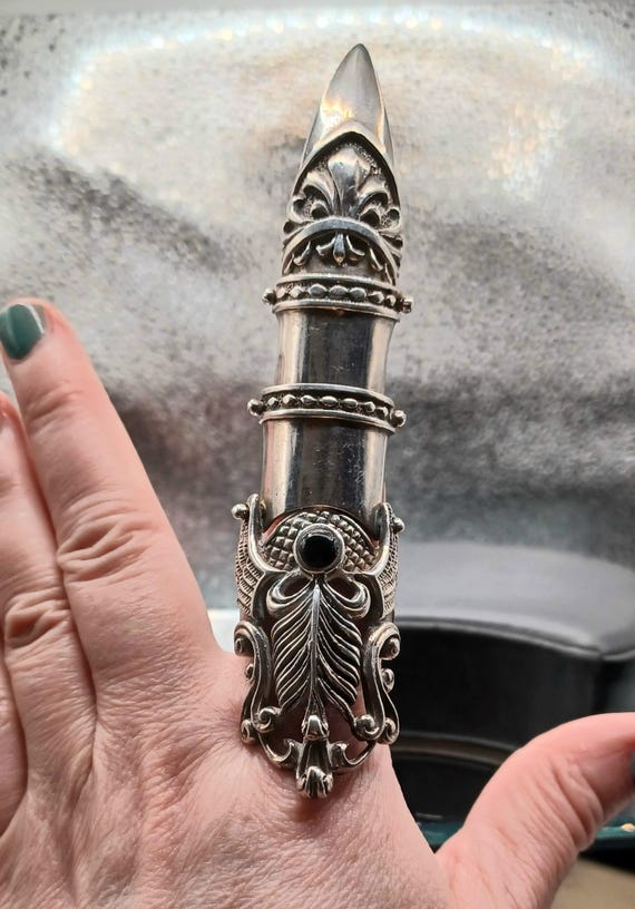 Vintage Scrolled Feathers Solid Silver, Fully Hal… - image 1