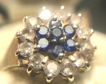 Antique 9ct Gold Paste Flower Ring – Victorian Cluster Ring, UK Size I