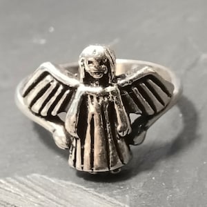 Vintage Silver 925 Little Angel Ring, Sterling Silver, Guardian Angel Jewellery, Gift U.K Ring Size O 1/2