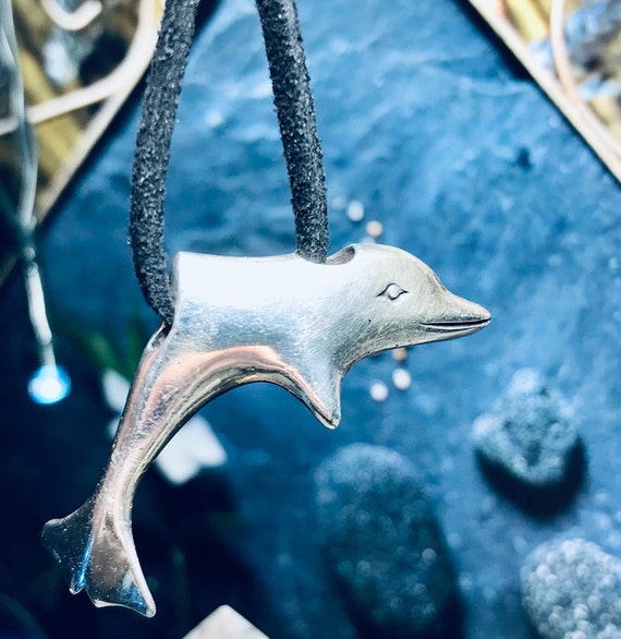 Vintage Hallmarked Solid Silver Dolphin Pendant, … - image 1