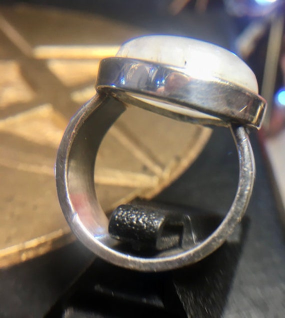 Vintage Statement Rainbow Moonstone Ring, Fat Tea… - image 4