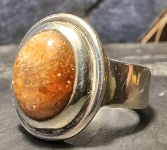 Vintage 1998 Solid Silver Hallmarked Sunstone Rin… - image 5