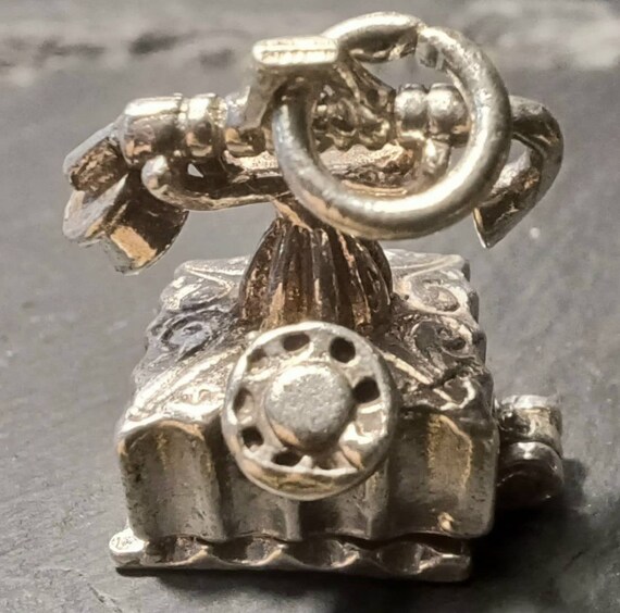 Charme Bracelet Vintage Téléphone En Argent Sterling 925 - Poids 3,2g - Occasion Bon état