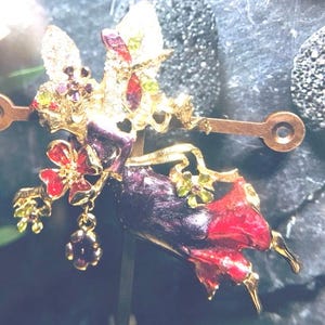 Vintage Kirks Folly Summer Flower Fairy Angel Dragonfly Brooch Signed Kirks Folly