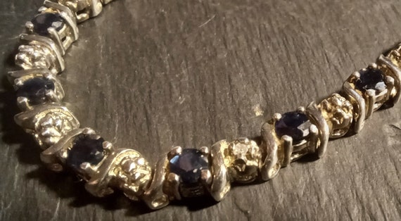 Vintage Tennis Bracelet, 23 Dark Blue Sapphires &… - image 5