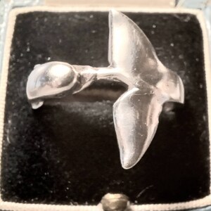 Vintage Silber 925 Delfin Ring, UK Ring Größe Q1/2