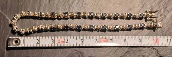 Vintage Tennis Bracelet, 23 Dark Blue Sapphires &… - image 7