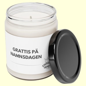 Grattis på namnsdagen candle, name day, Sweden, Swedish, gifts for her, gifts for him, 9oz