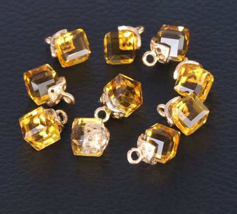 Cube Glass Loose Beads for Jewelry Making Needlework Square Shape 2mm Hole Austrian Crystal Beads Beadwork DIY 10pcs