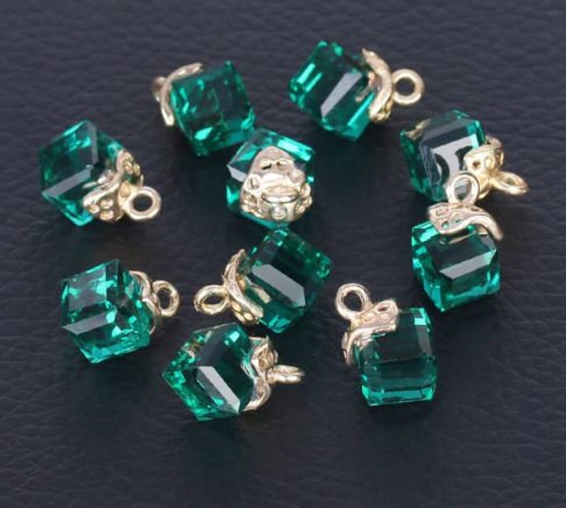 Cube Glass Loose Beads for Jewelry Making Needlework Square Shape 2mm Hole Austrian Crystal Beads Beadwork DIY 10pcs