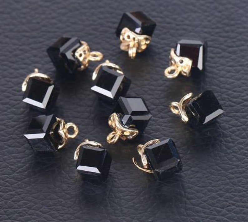 Cube Glass Loose Beads for Jewelry Making Needlework Square Shape 2mm Hole Austrian Crystal Beads Beadwork DIY 10pcs