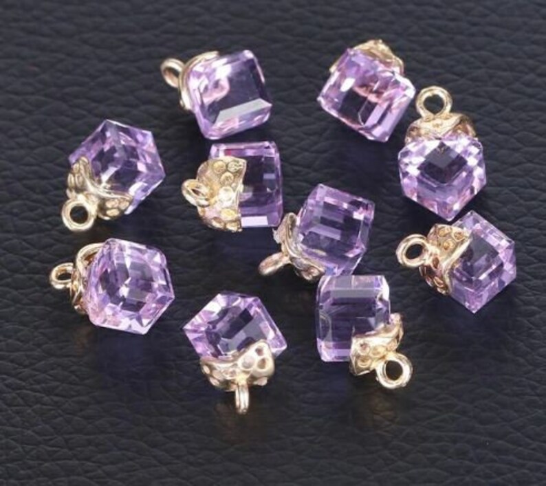 Cube Glass Loose Beads for Jewelry Making Needlework Square Shape 2mm Hole Austrian Crystal Beads Beadwork DIY 10pcs