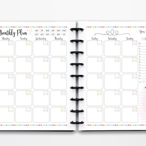 Monthly Planner 2 Page Spread, Monday Start, Monthly Organizer, INSTANT DOWNLOAD, CUTLINES, Half Page, 8.5x11, Classic Happy Planner, A4, A5