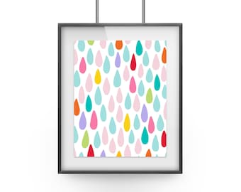 Rain Drop Print, Childs Bedroom, Rain Drops Art Printable, INSTANT DOWNLOAD, Art Print, 8x10, 5x7, Rain