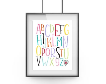 Alphabet Print, Childs Bedroom, Alphabet Art Printable, INSTANT DOWNLOAD, Art Print, 8x10, 5x7