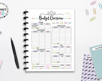 Budget Overview Cash Envelope Planner Printable, Budget, INSTANT DOWNLOAD, Full Page, Half Page, 8.5&quot;x11&quot;, Classic Happy Planner, A4, A5