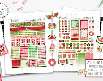 June Planner Stickers Printable, Instant Download