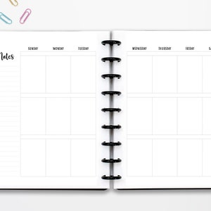 Modelo semanal vertical clássico do Happy Planner, CUTLINES, domingo, segunda-feira começa incluído, DOWNLOAD INSTANTÂNEO, , Inserção de planejador em branco, para impressão