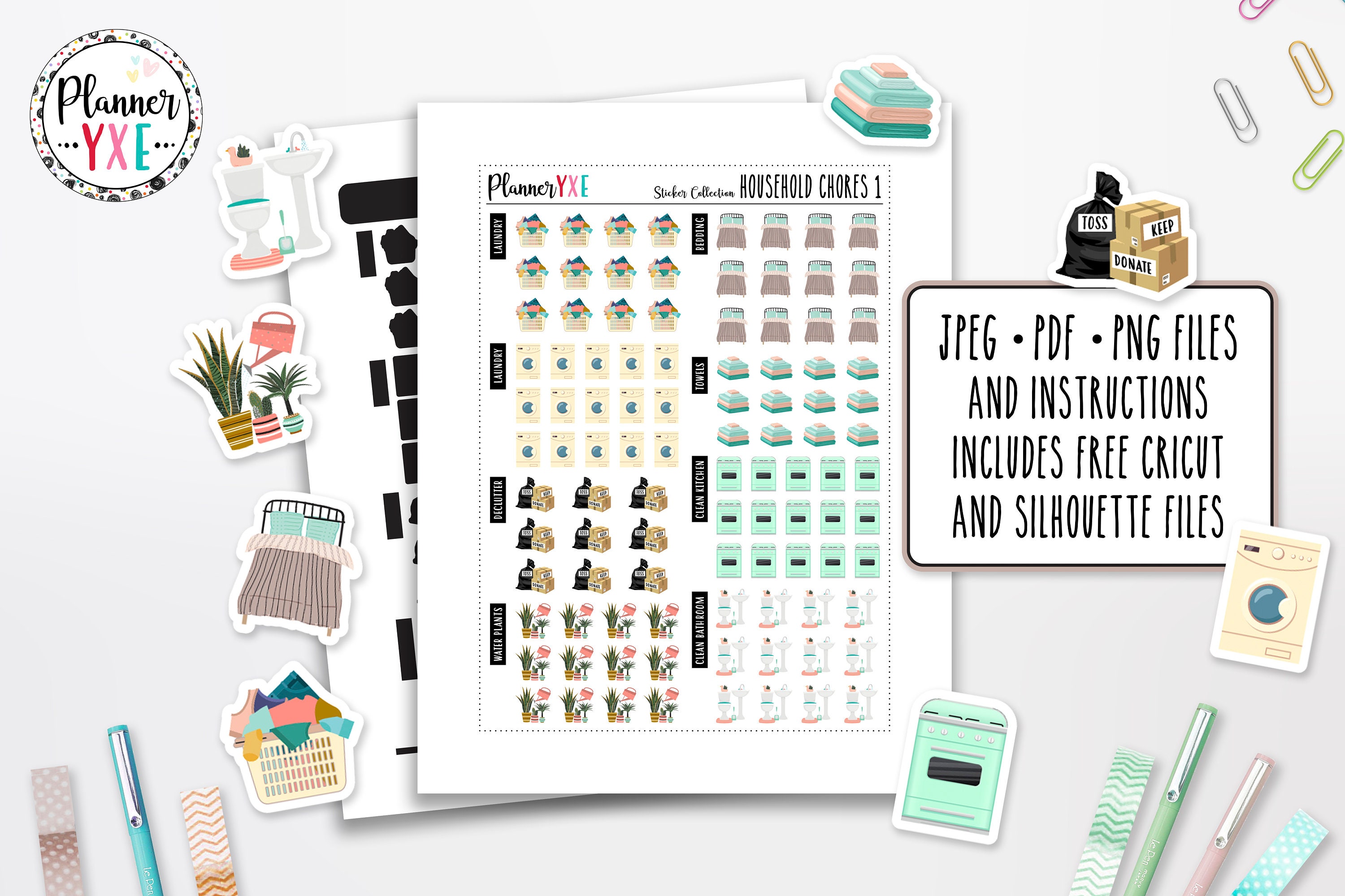 Household Chores 1 Sticker Sheet Printable INSTANT DOWNLOAD | Etsy