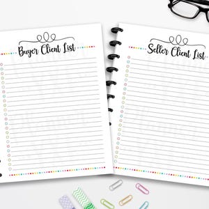Realtor Buyer Seller Planner Printable,  INSTANT DOWNLOAD, Full Page, Half Page, 8.5"x11", Classic Happy Planner, A4, A5
