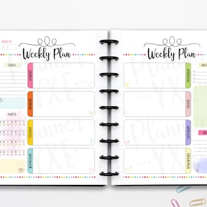 Weekly Planner 2 Page Spread Printable, Sunday Start, INSTANT DOWNLOAD, Weekly Organizer, Half Page, 8.5x11, Classic Happy Planner, A4, A5