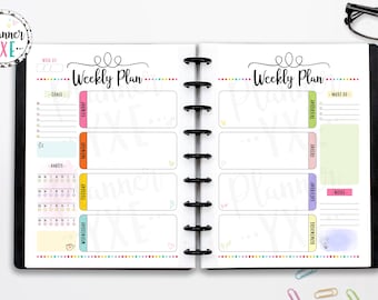 Weekplanner 2 pagina's afdrukbaar, zondag start, INSTANT DOWNLOAD, wekelijkse organisator, halve pagina, 8,5 x 11, klassieke Happy planner, A4, A5