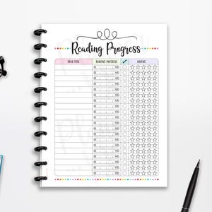 Lesefortschritt Planer, Buchliste, CUTLINES, SOFORTIGER DOWNLOAD, Einlage, Ganze Seite, Halbe Seite, 8,5 "x 11", klassischer Happy Planner, A4, A5