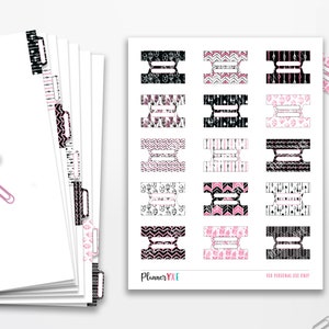 Pestañas del planificador blanco negro rosa imprimibles, Boho, DESCARGA INSTANTE, Inserción del planificador, Pestañas del planificador de página completa, Pestañas del planificador de 8,5"x11", Pestañas divisorias