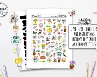 Spring Stickers Printable, NSTANT DOWNLOAD