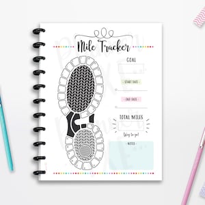 Contachilometri, registro di corsa, registro di camminata, inserto per planner, CUTLINES, mezza pagina, 8,5"x11", Classic Happy Planner, A4, A5, planner stampabile