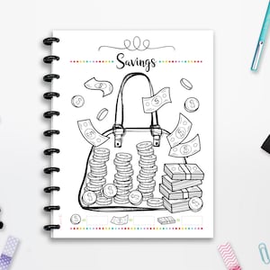 Registro de ahorros imprimible, DESCARGA INSTANTE, Motivación, Inserción del planificador, Inserciones del planificador de página completa, 8,5"x11", Planificador feliz clásico