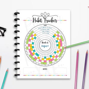 Habit Tracker Printable, Task Tracker, Cutlines, INSTANT DOWNLOAD, Motivation, Planner Insert, Half Page, Classic Happy, 8.5"x11", A4, A5