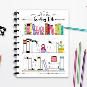 Reading Log, Book List, CUTLINES, INSTANT DOWNLOAD, Planner Insert, Full Page, Half Page, 8.5"x11", Classic Happy Planner, A4, A5, Printable