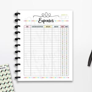 Expenses Cash Envelope Planner Printable, Budget, INSTANT DOWNLOAD, Full Page, Half Page, 8.5"x11", Classic Happy Planner, A4, A5