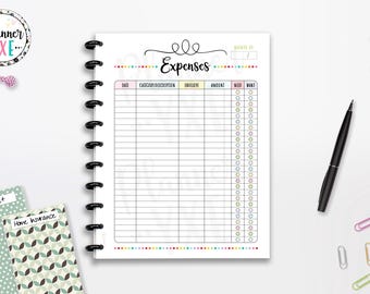 Expenses Cash Envelope Planner Printable, Budget, INSTANT DOWNLOAD, Full Page, Half Page, 8.5"x11", Classic Happy Planner, A4, A5