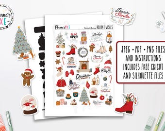 Afdrukbare kerststickers, INSTANT DOWNLOAD