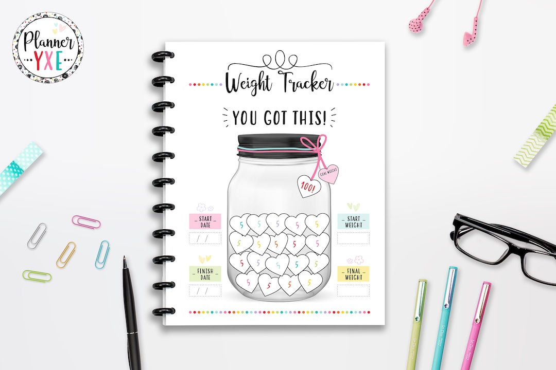 100LB Weight Loss Tracker Printable, Instant Download, Cutlines ...