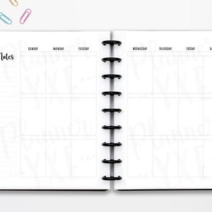Plantilla semanal vertical clásica Happy Planner, líneas de corte, inicio de domingo a lunes incluido, descarga instantánea, inserto de planificador en blanco, imprimible imagen 2