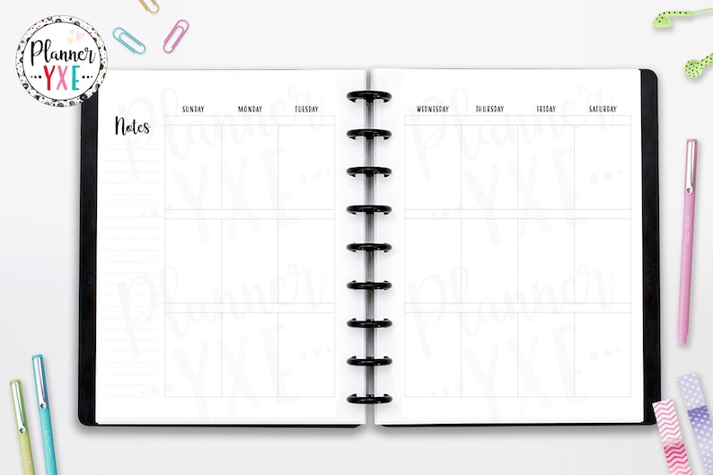 Plantilla semanal vertical clásica Happy Planner, líneas de corte, inicio de domingo a lunes incluido, descarga instantánea, inserto de planificador en blanco, imprimible imagen 2