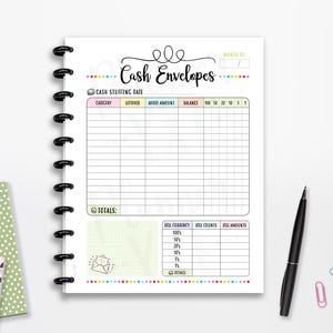Cash Envelope Planner Printable, Budget Tracker, INSTANT DOWNLOAD, Full Page, Half Page, 8.5"x11", Classic Happy Planner, A4, A5