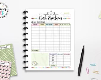Cash Envelope Planner Printable, Budget Tracker, INSTANT DOWNLOAD, Full Page, Half Page, 8.5"x11", Classic Happy Planner, A4, A5