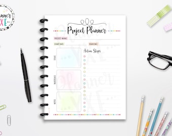 Project Planner Printable, Task Planner, Cutlines, INSTANT DOWNLOAD, Motivation, Planner Insert, Half Page, 8.5"x11", Classic HP, A4, A5