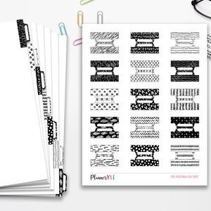 Black and White Planner Tabs Printable, INSTANT DOWNLOAD, Planner Insert, Full Page Planner Tabs, 8.5"x11" Planner Tabs, Divider Tabs