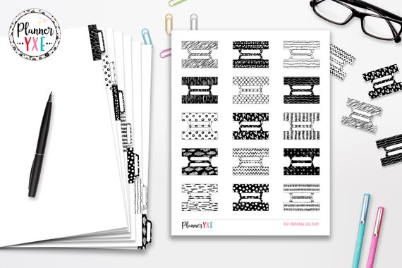 Black and White Planner Tabs Printable INSTANT DOWNLOAD | Etsy