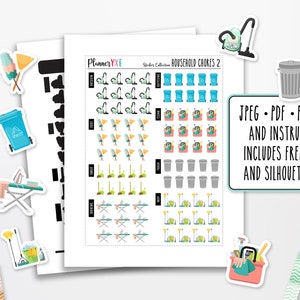 Tareas domésticas 2 Hoja de pegatinas imprimible, DESCARGA INSTANTE, Imprimible, Pegatinas del planificador, Pegatinas de tareas, Archivos GRATIS de silueta y Cricut