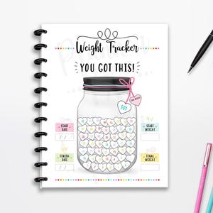 Weight Loss Tracker Printable, INSTANT DOWNLOAD, Cutlines, Planner Insert, Full Page Planner Inserts, 8.5"x11", Classic Happy Planner