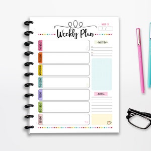 Wochenplaner, Wochenplaner, Wochenplaner, 8.5x11, Printable, Montag Start, SOFORTIGER DOWNLOAD, CUTLINES, Wochenplaner, A4, A5