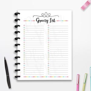 Grocery List Planner Printable, Shopping List, INSTANT DOWNLOAD, Planner Insert, Full Page Planner Insert, 8.5"x11" Planner, Cutlines