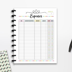 Planejador de envelope de dinheiro para despesas para impressão, orçamento, DOWNLOAD INSTANTÂNEO, página inteira, meia página, 8,5" x 11", Classic Happy Planner, A4, A5