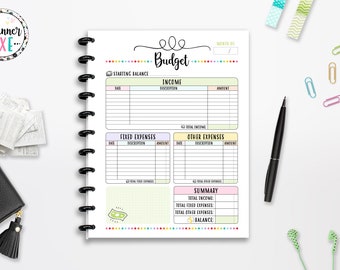 Monthly Budget Planner Printable, Budget Tracker, INSTANT DOWNLOAD, Full Page, Half Page, 8.5&quot;x11&quot;, Classic Happy Planner, A4, A5